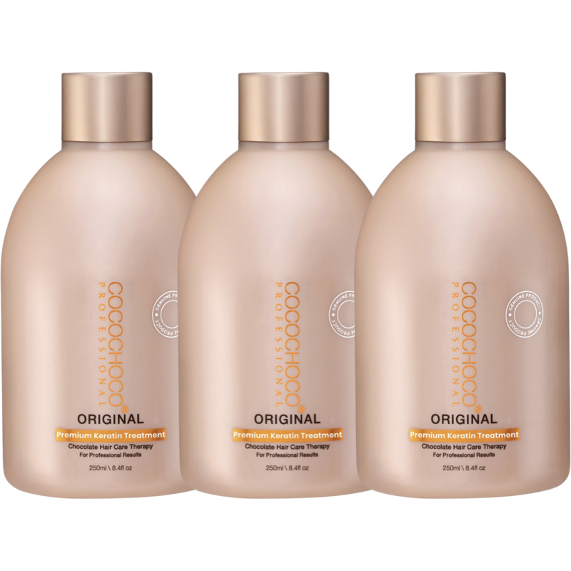 SET COCOCHOCO Original Brasilianisches Keratin Behandlung 3x 250 ml für dunkle/ dicke Haare