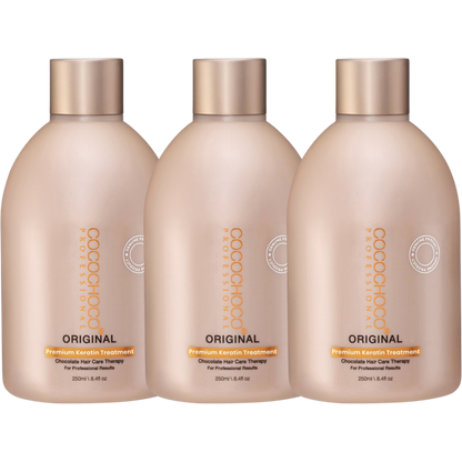 SET COCOCHOCO Original Brasilianisches Keratin Behandlung 3x 250 ml für dunkle/ dicke Haare